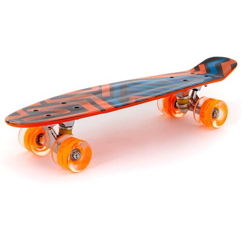 фото Скейтборд, дека 57*15 см, колеса светятся, оранжевый synergy