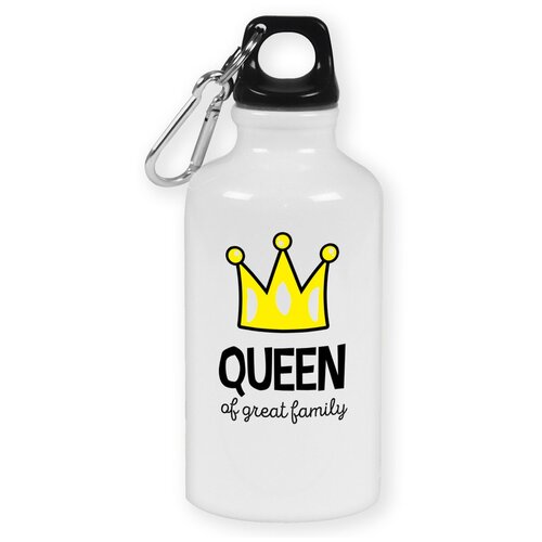 фото Бутылка с карабином coolpodarok "прикол. семья. queen of great family. королева прекрасной семьи. мама"