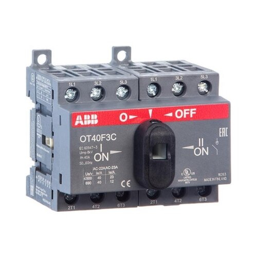 фото Рубильник реверсивный abb ot40f3с (1sca104913r1001) 3p 40 а 690 в на din-рейку/монтажную плату