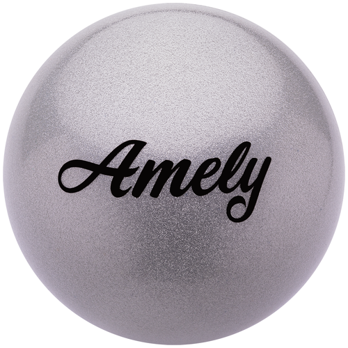 фото Мяч для художественной гимнастики amely agb-102, 19 см, серый, с блестками