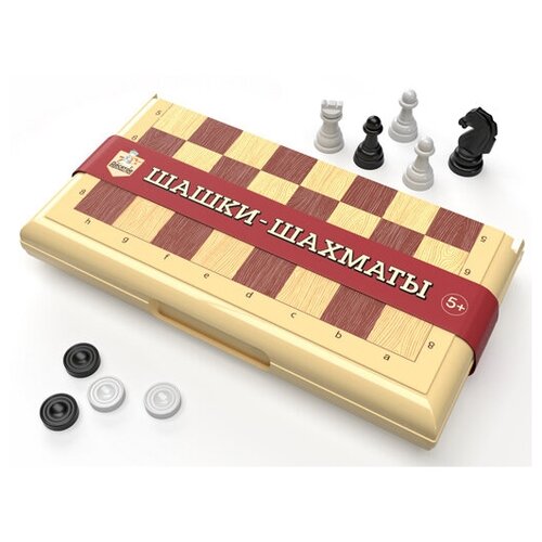фото Игра настольная "шашки-шахматы" в пласт.коробке (мал, беж) 03881 pandora's box studio