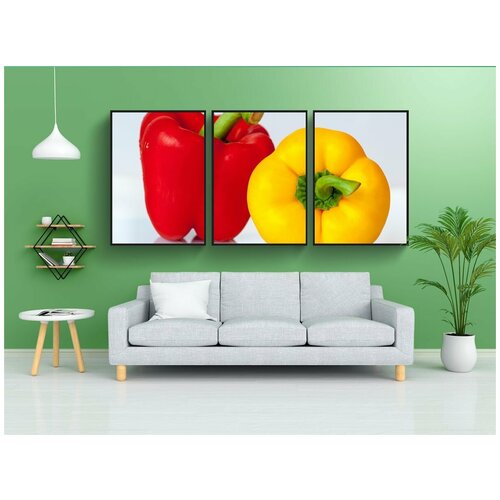 фото Набор модулных постеров для интерьера "перец, овощи, желтый" 60x90 см. в тубусе, без рамки lotsprints