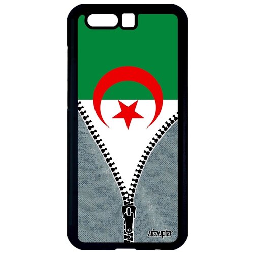фото Красивый чехол для телефона // honor 9 // "флаг алжира на молнии" страна туризм, utaupia, серый
