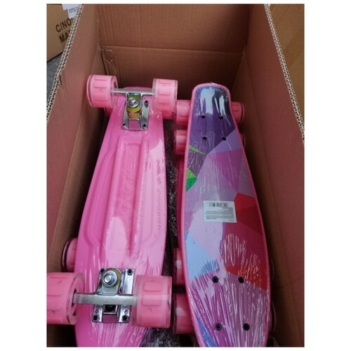 фото Скейтборд пластиковый с принтом, широкие колеса pu игротрейд