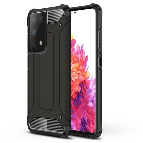 фото Противоударная накладка armor case для samsung s21 ultra черный opt-mobile