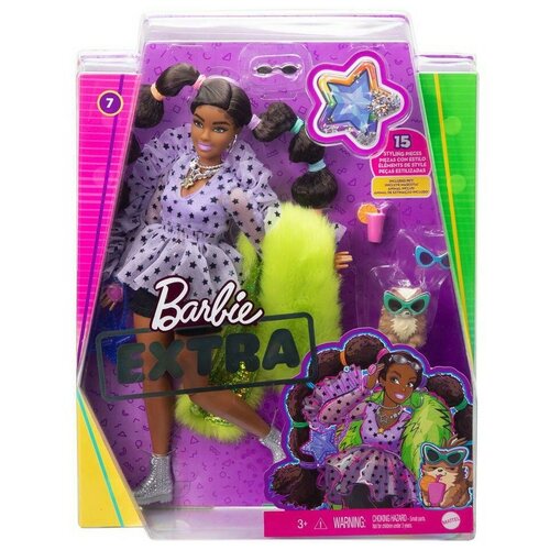 фото Кукла mattel barbie экстра с переплетенными резинками хвостиками