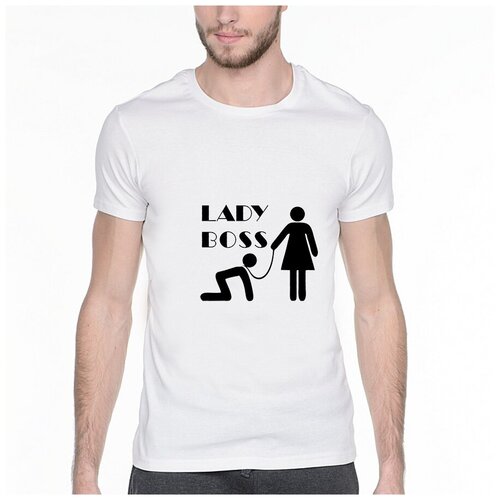 фото Футболка lady boss. цвет: белый. размер: l drabs