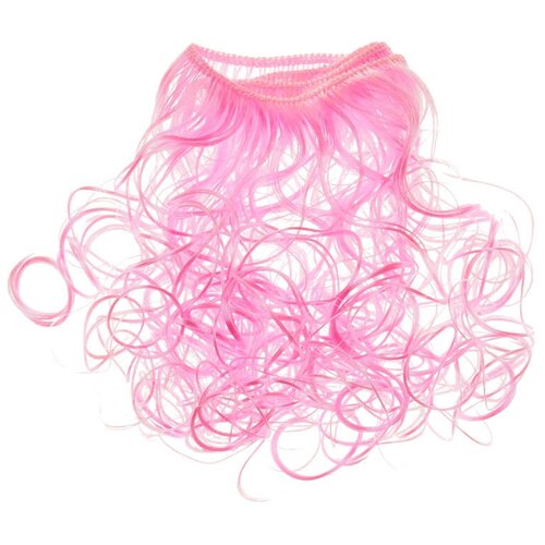 фото Фурнитура для игрушек / волосы - тресс для кукол кудрявые длина 15 см, ширина 47 см / розовый рс28 / 2 упаковки китай