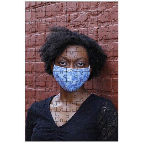 фото Магнитный пазл 27x18см."маска, черная женщина, защита" на холодильник lotsprints