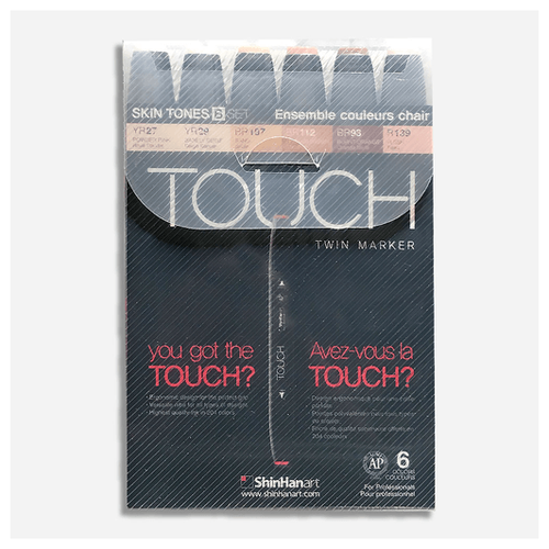 фото Набор двухсторонних маркеров на спиртовой основе touch twin 6 штук (телесные цвета в) в пластиковой упаковке