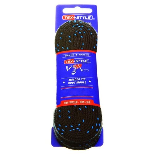 фото Шнурки для коньков texstyle double blue line and molded tip арт.2000mt-bk-244, полиэс, 244см,черн warrior