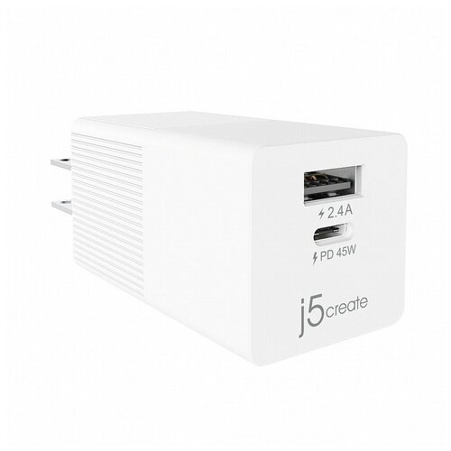 фото Сетевое зарядное устройство j5create usb-c mini charger 45w, белый jup2445 no brand