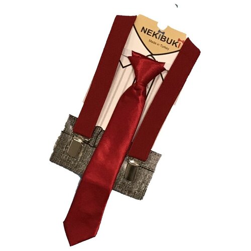 фото Набор :подтяжки и галстук детские цвет красный возраст 1-7 лет nekibuki