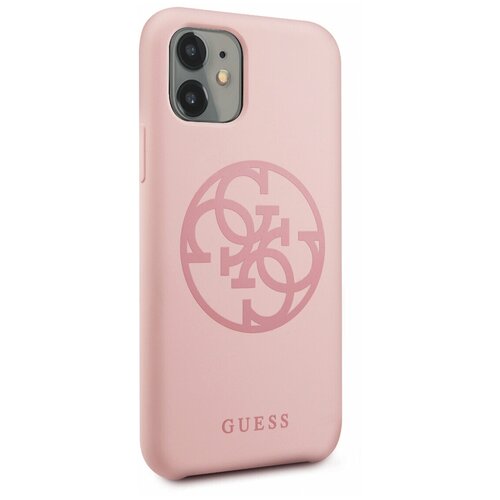 фото Чехол guess для iphone 11 silicone collection 4g logo hard light pink