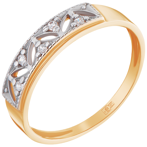 фото Ювелир карат кольцо золотое с фианитами 1111844, размер 19.5