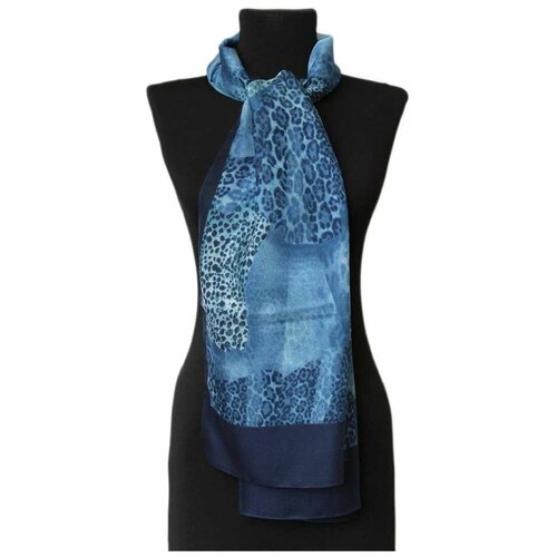 фото Синий шарф с леопардовым рисунком 40137 roby foulards