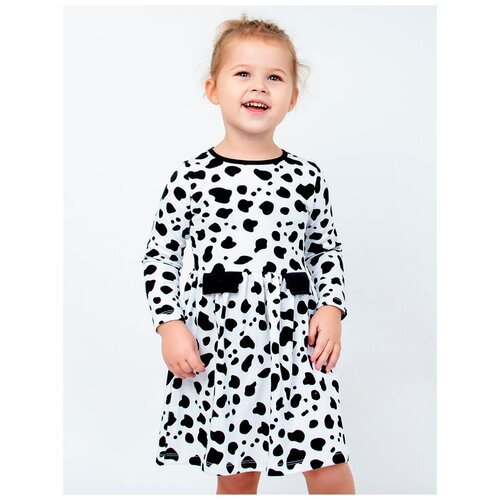 фото Платье для девочки цвет белый/черный размер 104-110 интерлок - 100% хлопок юлала