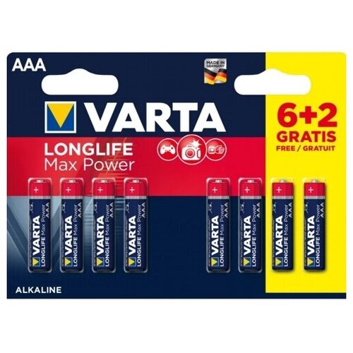 Фото - Батарейка AAA щелочная Varta LR3-8BL Longlife Max Power (Max Tech 4703) в блистере 8шт. батарейка varta longlife max power aaa блистер 4шт