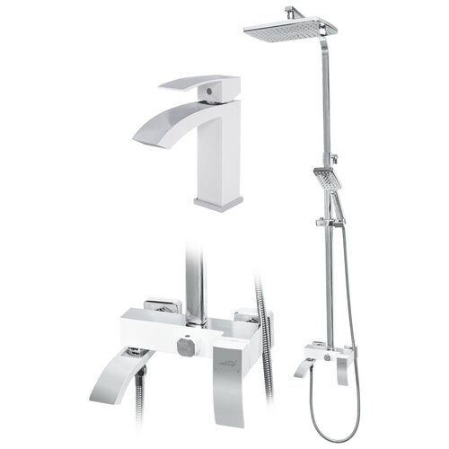 фото Набор для ванны 2 в 1 hansberge cubito h5077w white/chrome