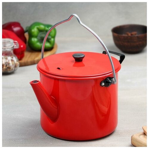 фото Эрг- al чайник- котелок с декоративным покрытием 2,5 л, цвет красный эрг-al
