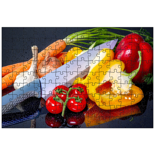 фото Магнитный пазл 27x18см."овощи, еда, нож" на холодильник lotsprints
