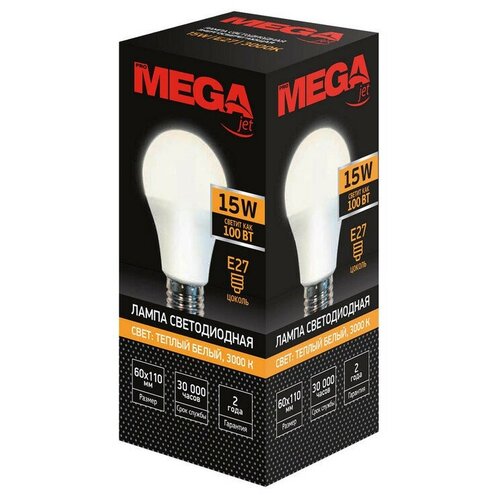 фото Лампа светодиодная mega e27 15w 3000k груша 4 шт. promega