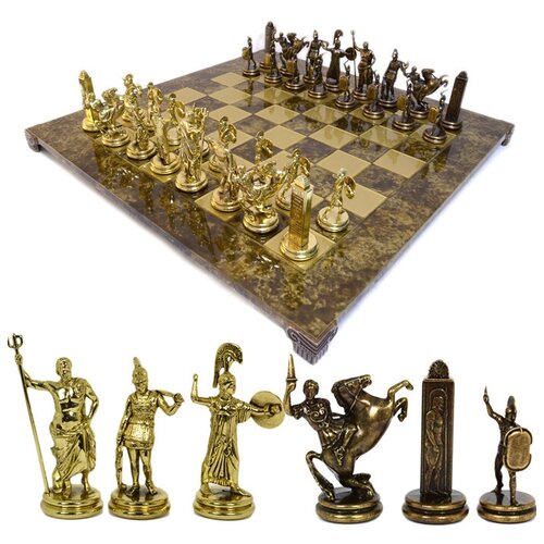 фото Manopoulos эксклюзивные шахматы "греческая мифология" бронза-золото 540*540мм.