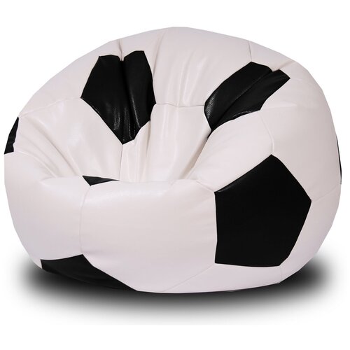 фото Мир пуффов кресло-мешок «мяч» бело-черный экокожа xl