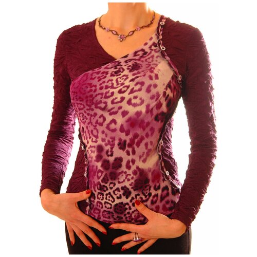 фото Блуза thedistinctive, нарядный стиль, прилегающий силуэт, длинный рукав, размер xxl, фиолетовый