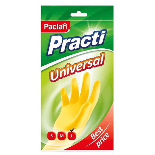 фото Paclan перчатки резиновые universal (l) желтые 1 пара