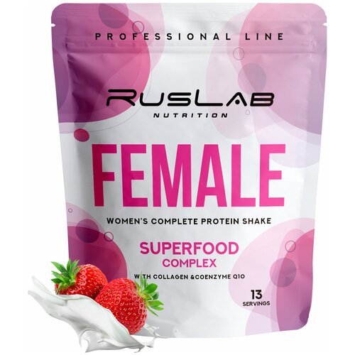 фото Female-протеин для похудения, белковый коктейль для девушек (416 гр), вкус клубника со сливками ruslabnutrition