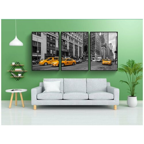фото Набор модулных постеров для интерьера "нью-йорк, такси, городской" 60x90 см. в тубусе, без рамки lotsprints