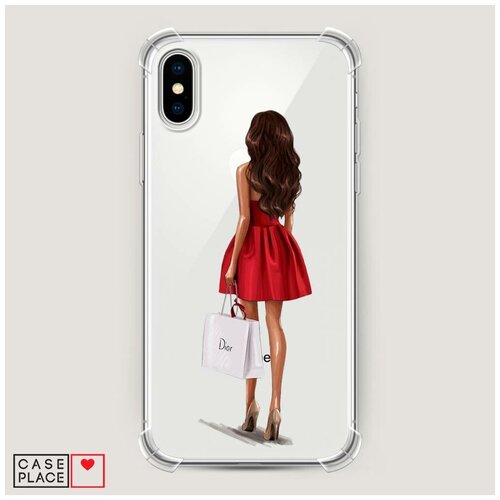 фото Чехол силиконовый противоударный iphone xs max (10s max) девушка в красном мини-платье case place