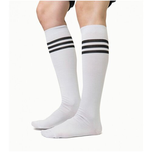 фото Гольфы unisex st. friday socks "полосатая классика", белые с черным, размер 38-41