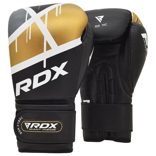 фото Перчатки боксерские rdx boxing glove bgr-f7 black golden черный искусственная кожа цвет черный размер 12oz