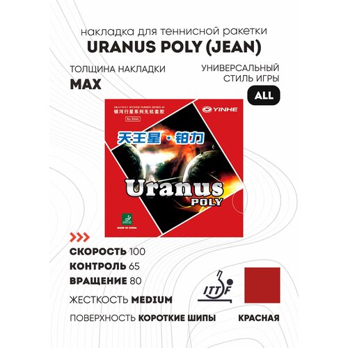 фото Накладка для настольного тенниса yinhe uranus poly jean red 9046-j, max