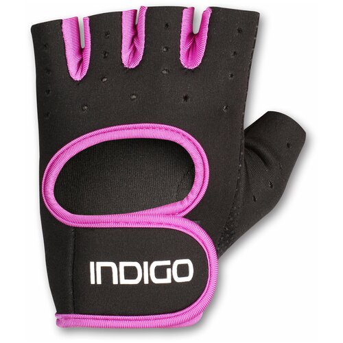 фото Перчатки для фитнеса женские indigo неопрен in200 черно-фиолетовый s