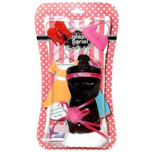 фото Черное платье и аксессуары для куклы 29 см (платье, обувь, сумочка) junfa toys