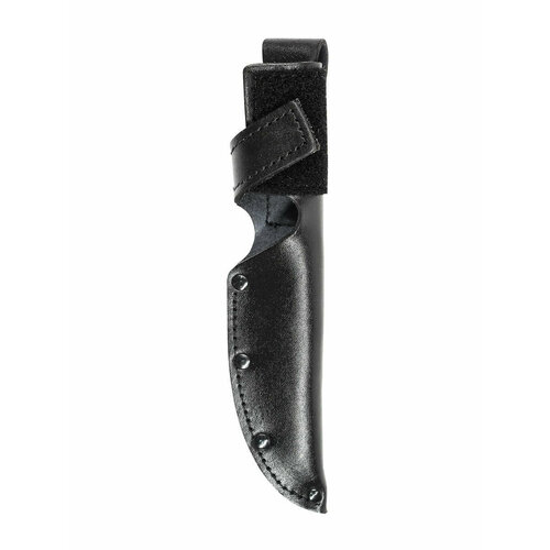 фото Чехол для ножа из натуральной кожи, на ремень, на пояс, ножны, под лезвие длиной 13 см, на липучке. цвет - черный. rang