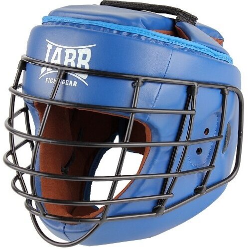 фото Шлем для рукопашного боя с защитной маской .(иск. кожа) jabb je-6012, синий, размер s