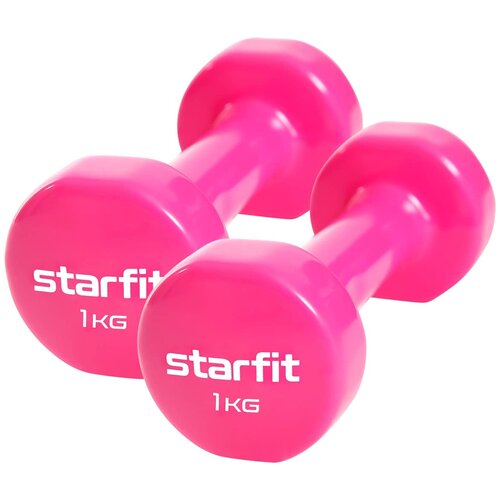 фото Набор гантелей неразборных starfit db-101 2х1 кг розовый