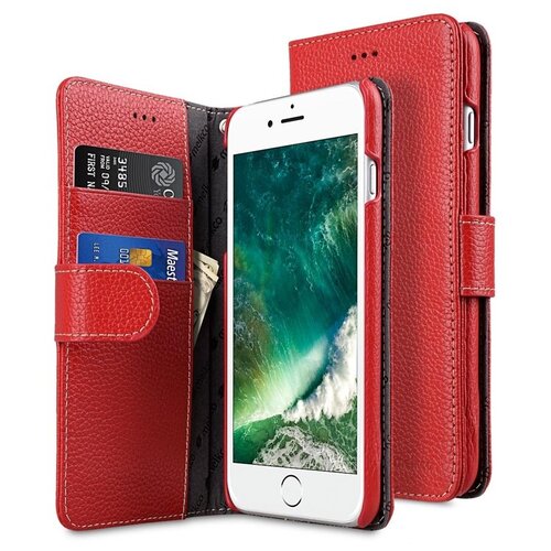 фото Кожаный чехол книжка melkco для iphone 7 plus/8 plus (5.5") - wallet book type - красный