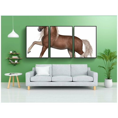 фото Набор модулных постеров для интерьера "лошадь, жеребец, животное" 60x90 см. в тубусе, без рамки lotsprints