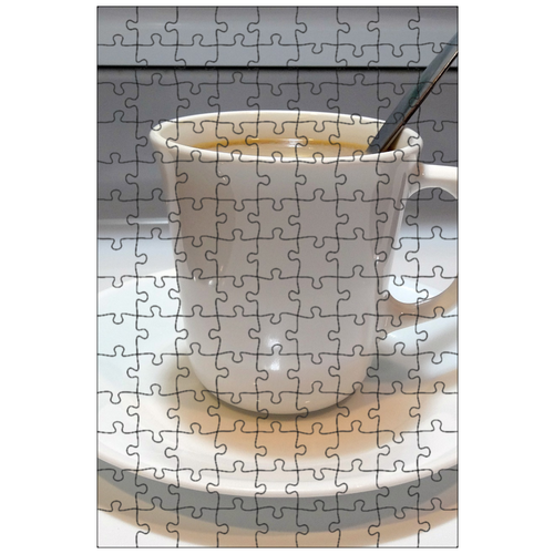 фото Магнитный пазл 27x18см."кофейная чашка, кофе, ложка и чашка" на холодильник lotsprints