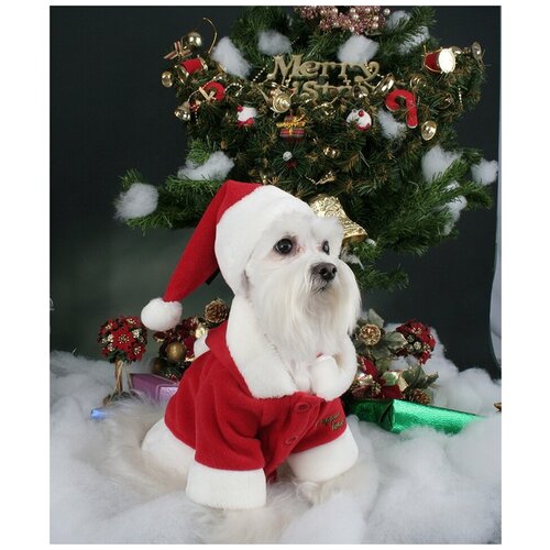 фото Куртка для собак с капюшоном новогодняя puppia "santa", красная, 3l, 48см (южная корея)