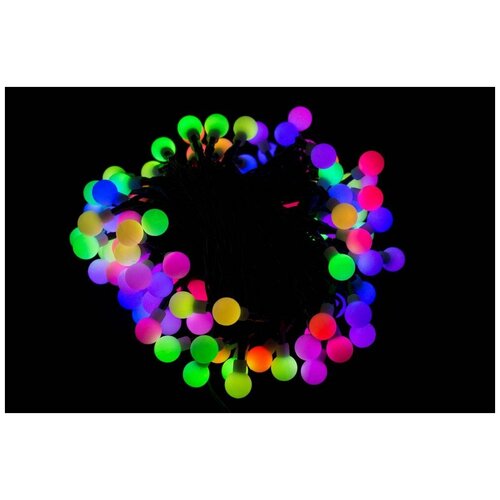 фото Гирлянда светодиодная шарики цветная 10 метров 60 ламп hobbi land