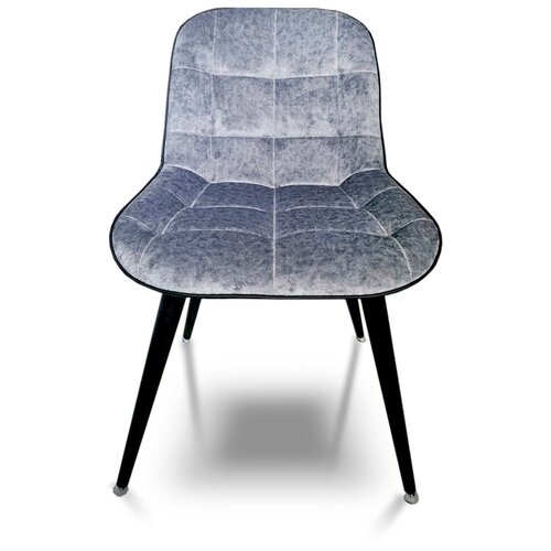 фото Evita/стул/стул прованс ткань лама 04 серая, ноги черные /стул на металлических ножках/велюр/кресло на кухню/мягкий стул/кресло без подлокотников