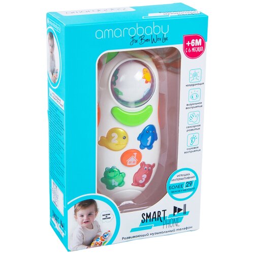 фото Музыкальный развивающий телефон amarobaby smart phone, мультиколор