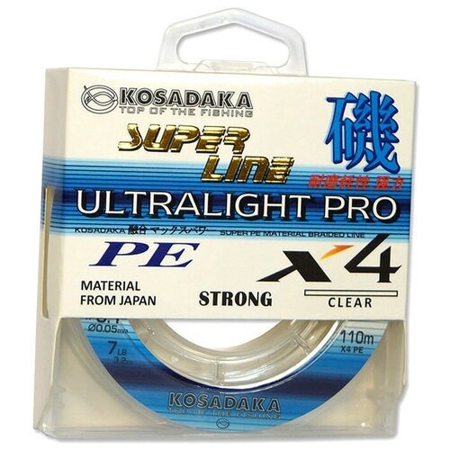 фото Леска плетеная kosadaka super pe x4 ultralight pro прозр. 0.05 110м