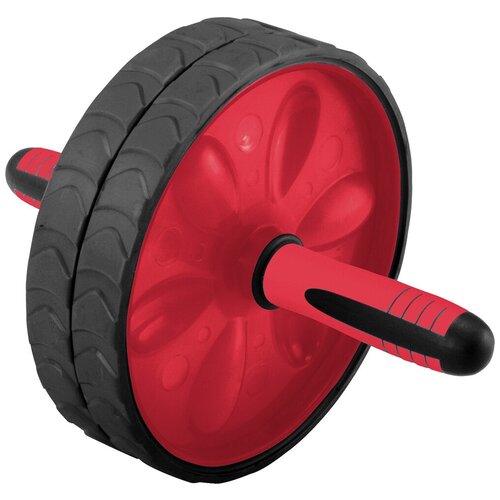 фото Ролик гимнастический универсальный тренажер torres pl5013-1 нескользящий протектор, колесо две ручки, черно-красный, нагрузка до 110 кг